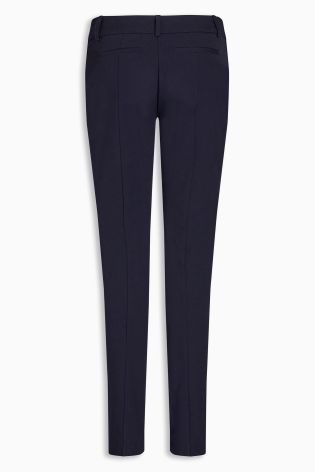 Navy Velvet Side Trim Skinny Trousers